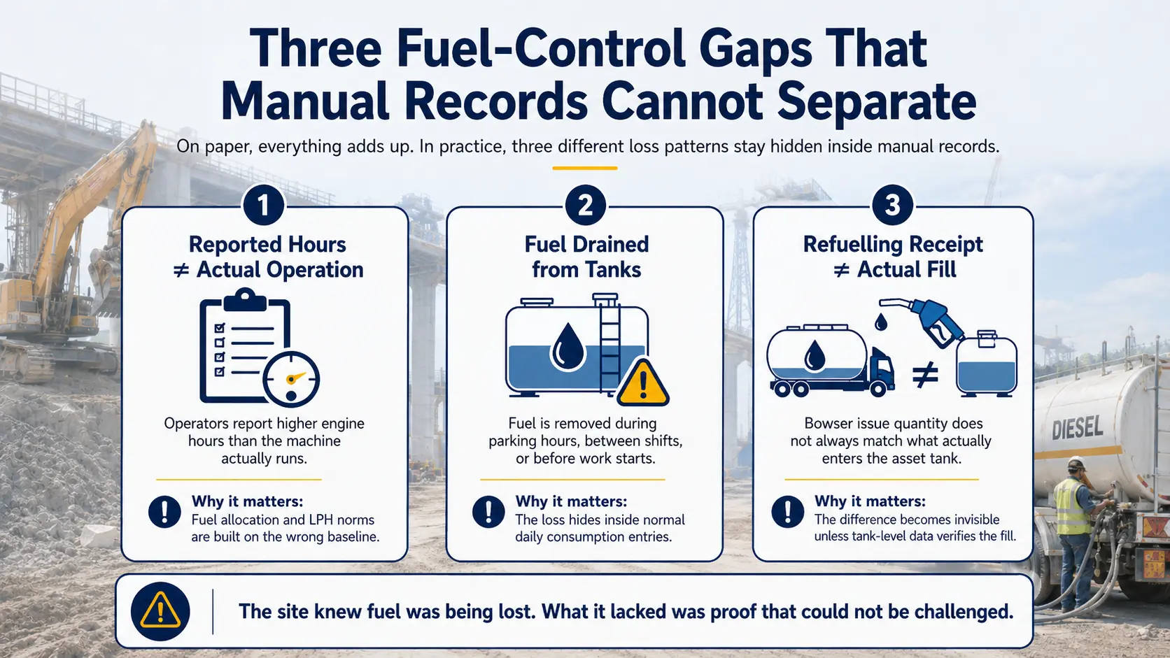Three fuel-control gaps that manual records cannot separate