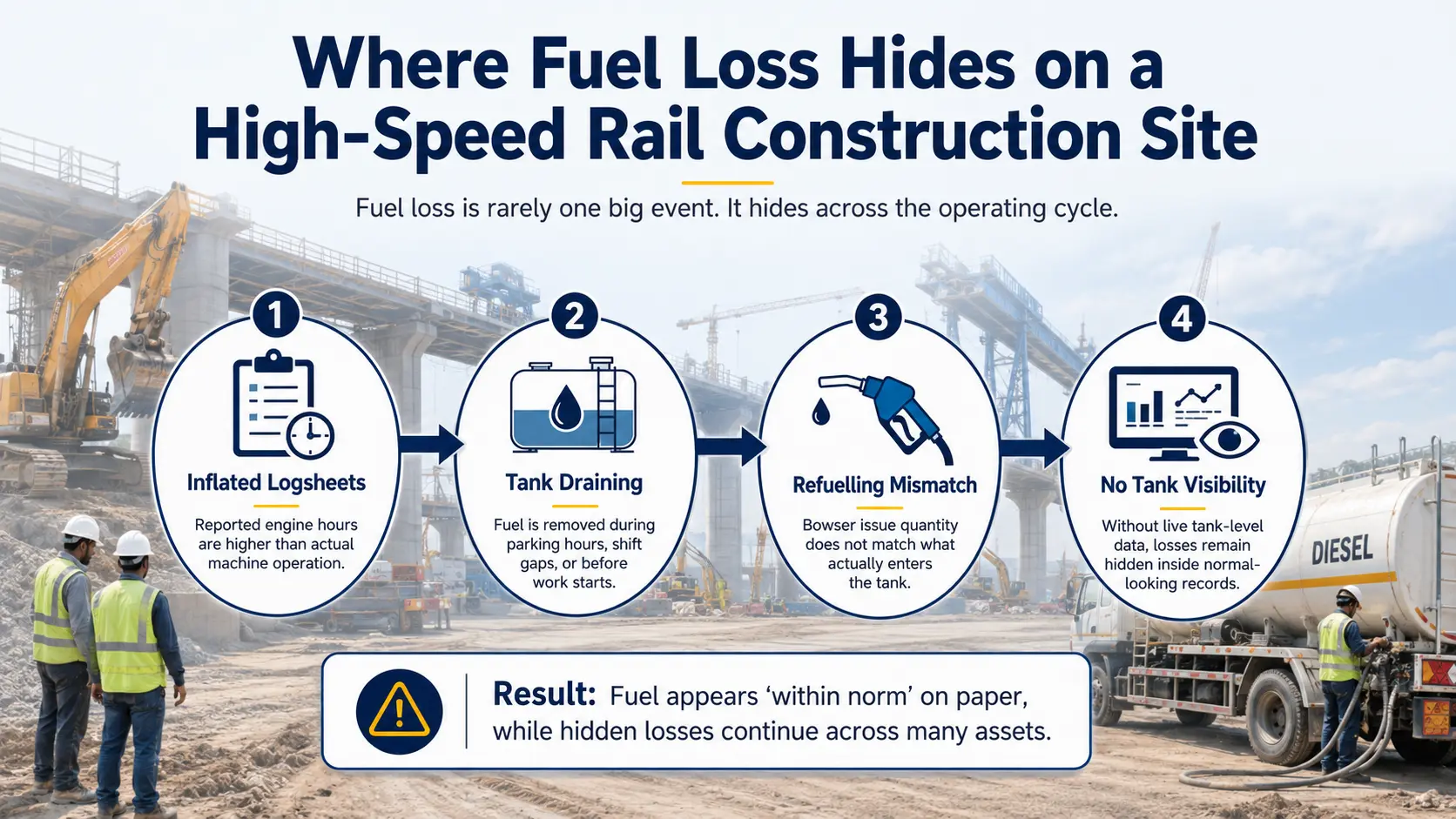 Where fuel loss hides on a high-speed rail construction site