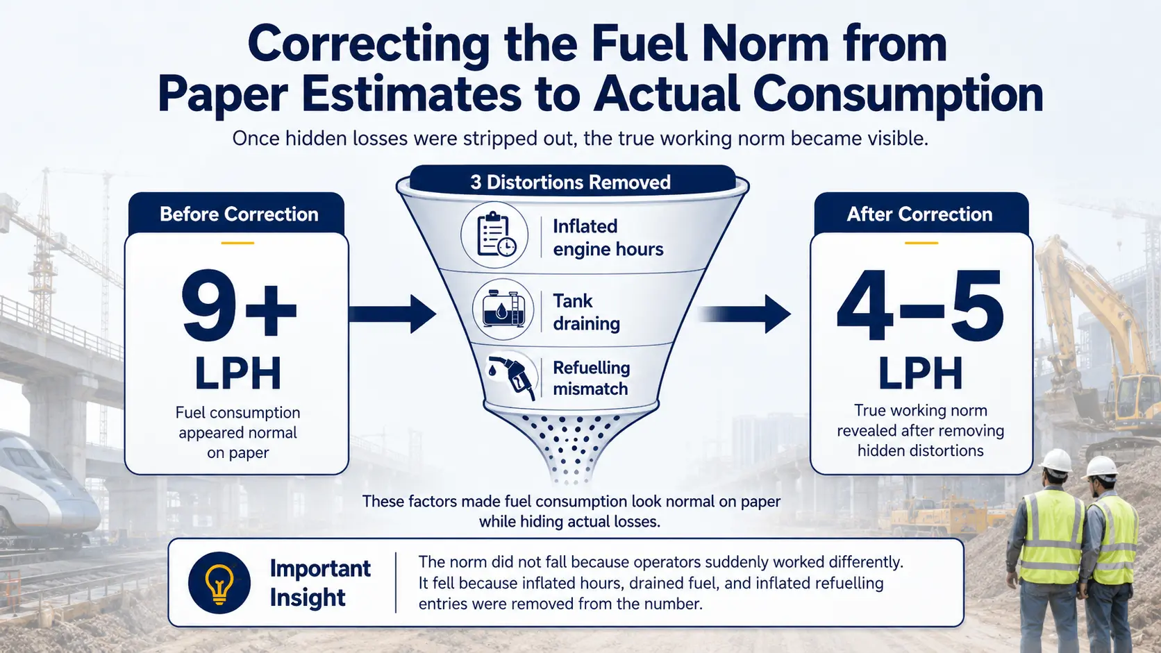 Correcting the fuel norm from paper estimates to actual consumption