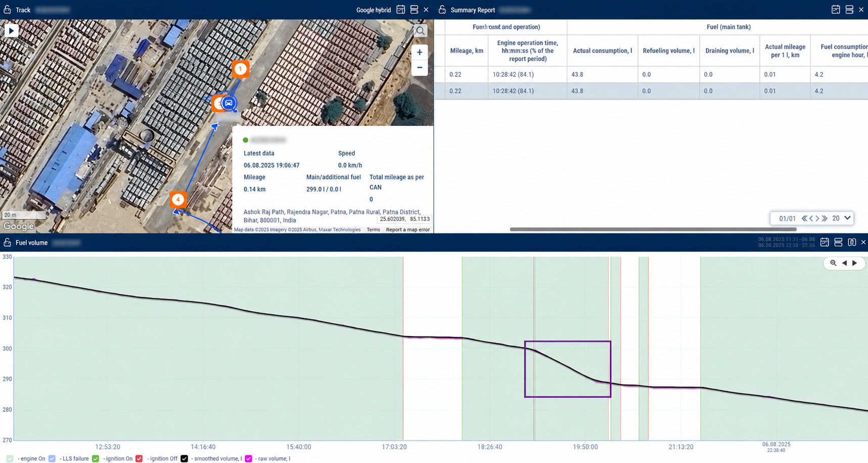Aether portal screenshot showing gradual fuel decline used for return pipe draining review