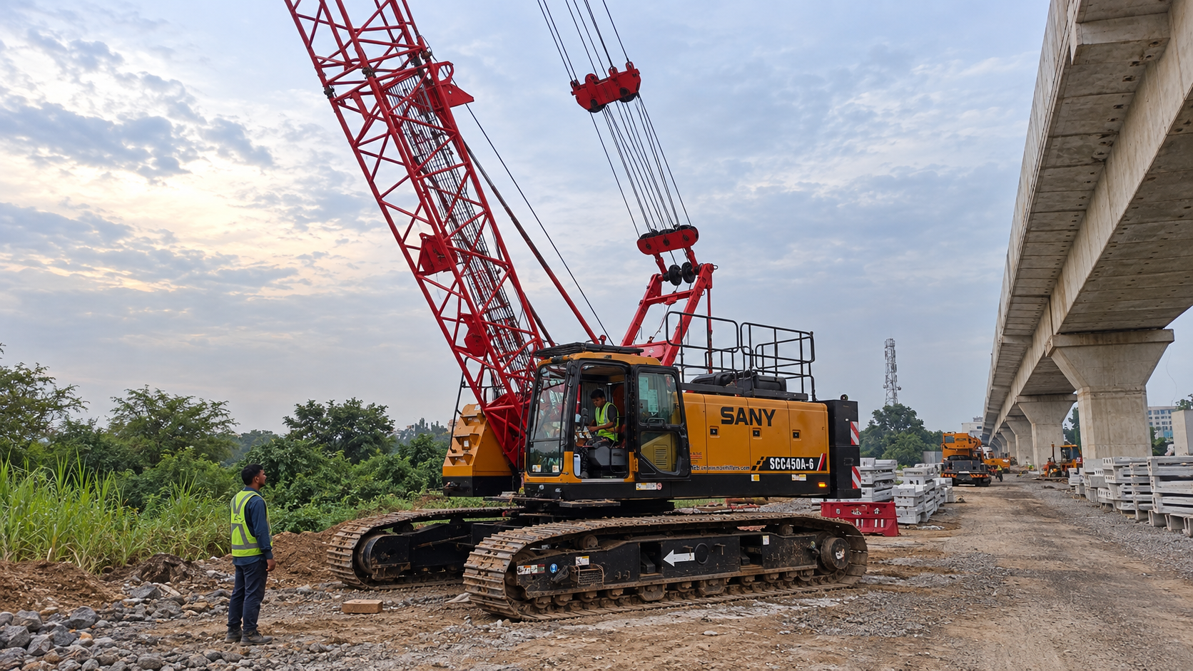 SANY SCC450A-6 Crawler Crane front view