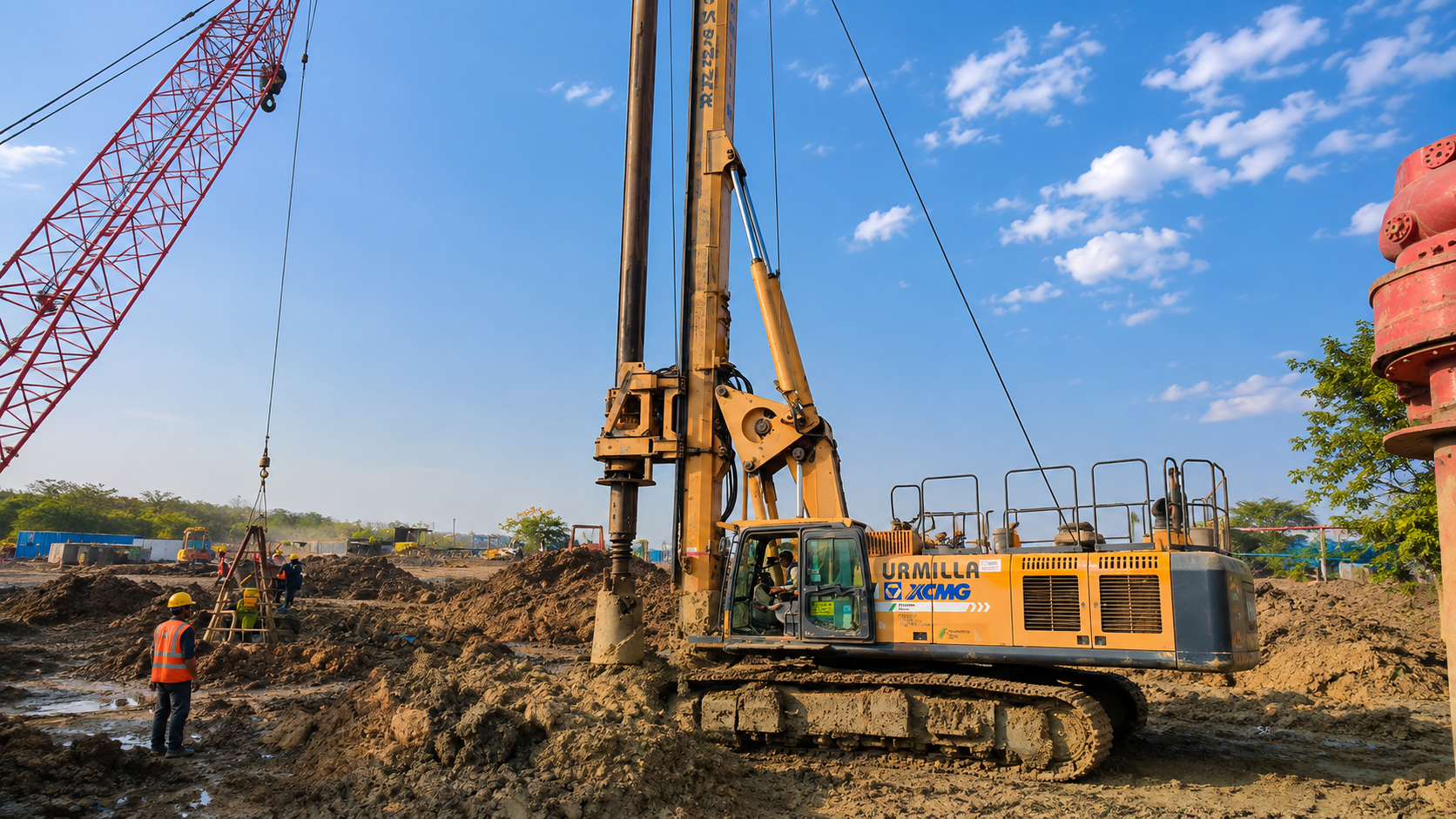 XCMG XR240I rotary drilling rig drilling view